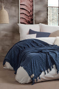 Rhye Dyed Cotton Bed Blanket - Navy