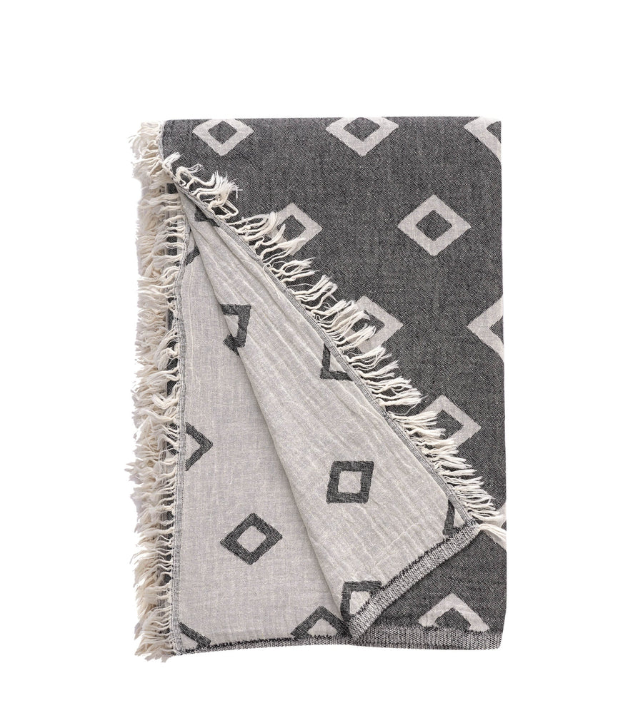 Shore Cotton Bed Blanket - Black