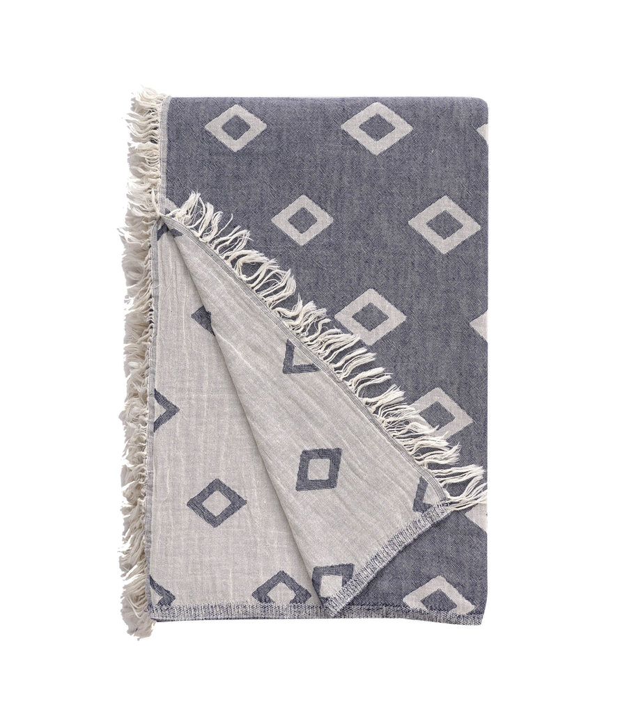 Shore Cotton Bed Blanket - Navy