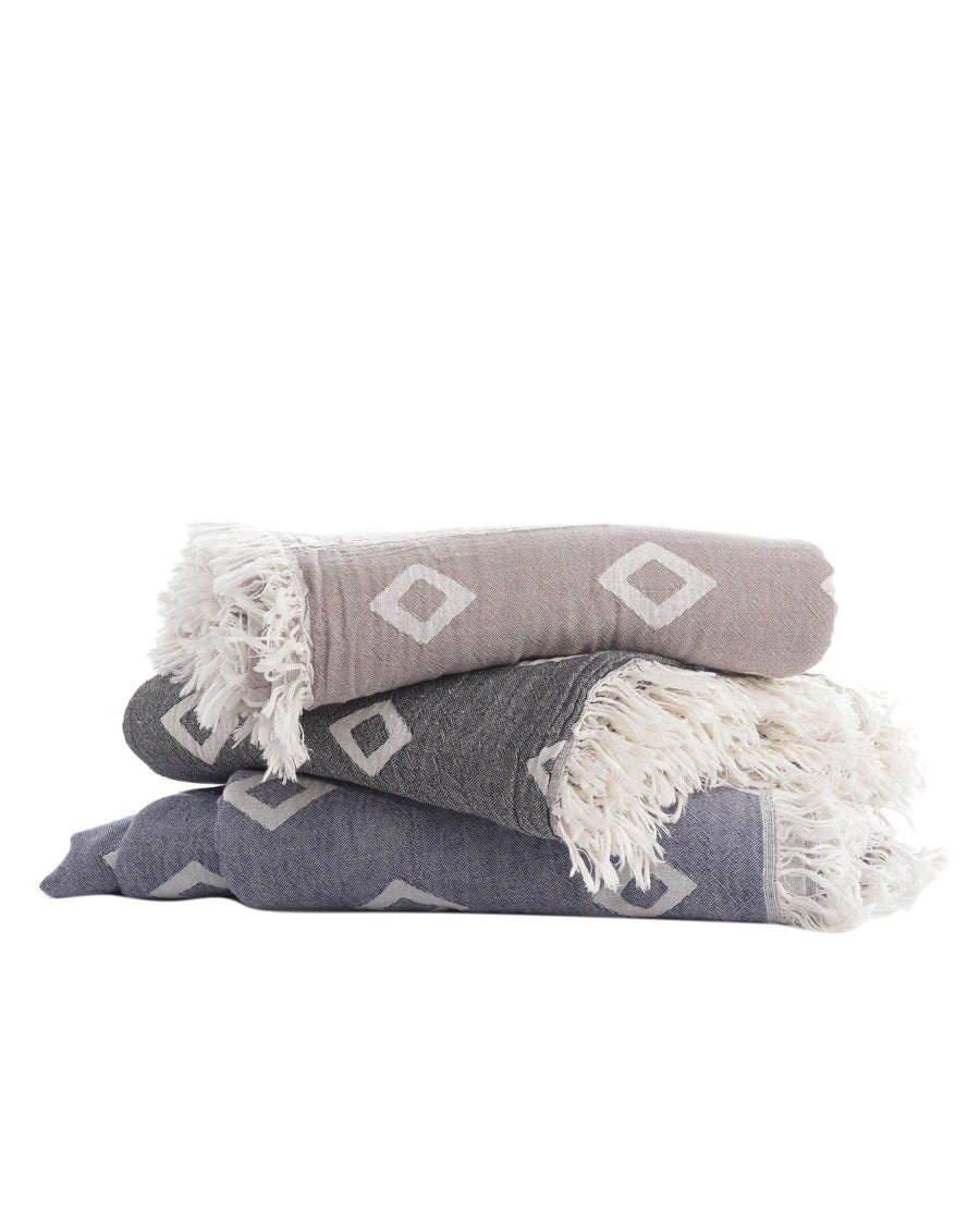 Shore Cotton Bed Blanket - Navy