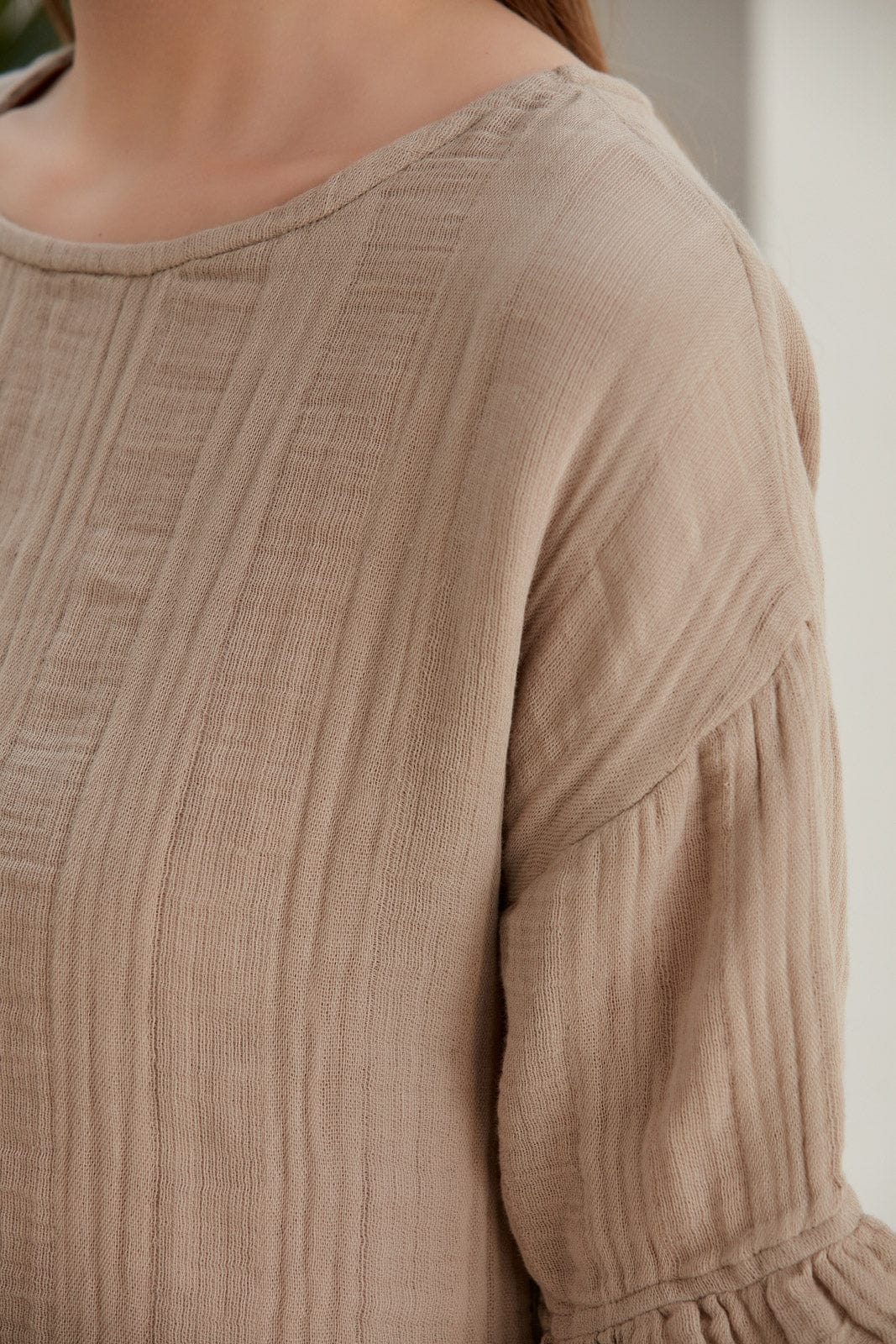 Begonville Dare Cotton Gauze Top - Beige