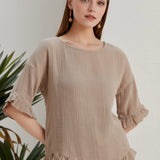 Begonville Dare Cotton Gauze Top - Beige