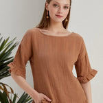 Begonville Dare Cotton Gauze Top - Cinnamon