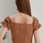 Begonville Mara Gauze Cotton Crop-Top - Cinnamon