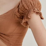 Begonville Mara Gauze Cotton Crop-Top - Cinnamon