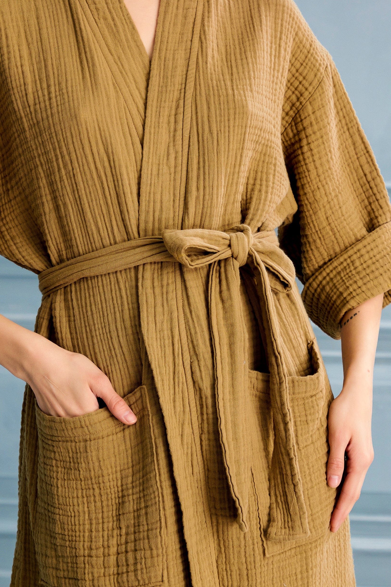 Cassie Cotton Gauze Robe - Beige | Begonville Cassie Cotton Gauze Robe - Beige | Begonville
