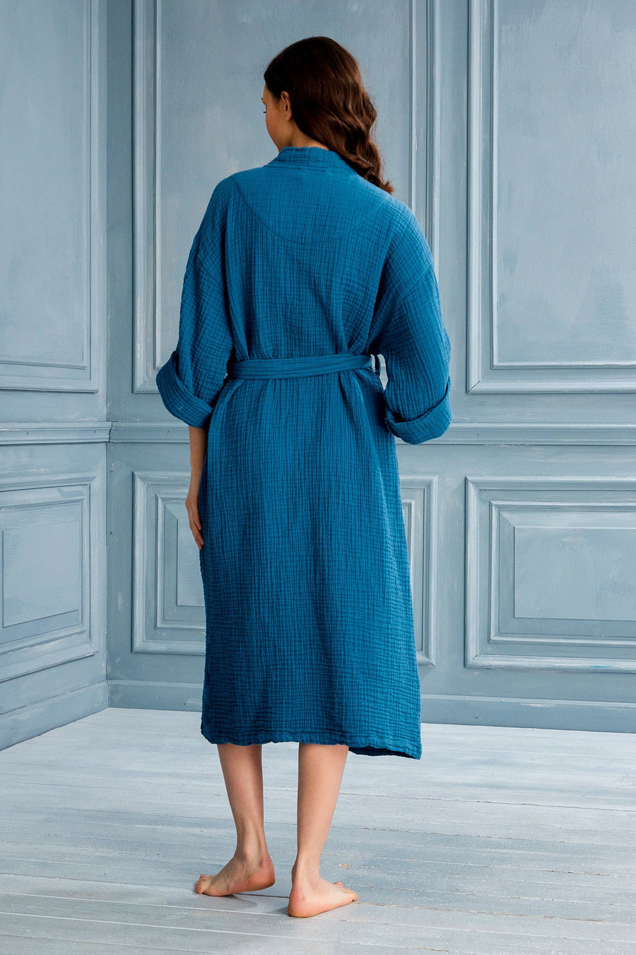 Begonville Robe Cassie Cotton Gauze Robe - Oceanic Blue
