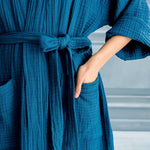 Begonville Robe Cassie Cotton Gauze Robe - Oceanic Blue