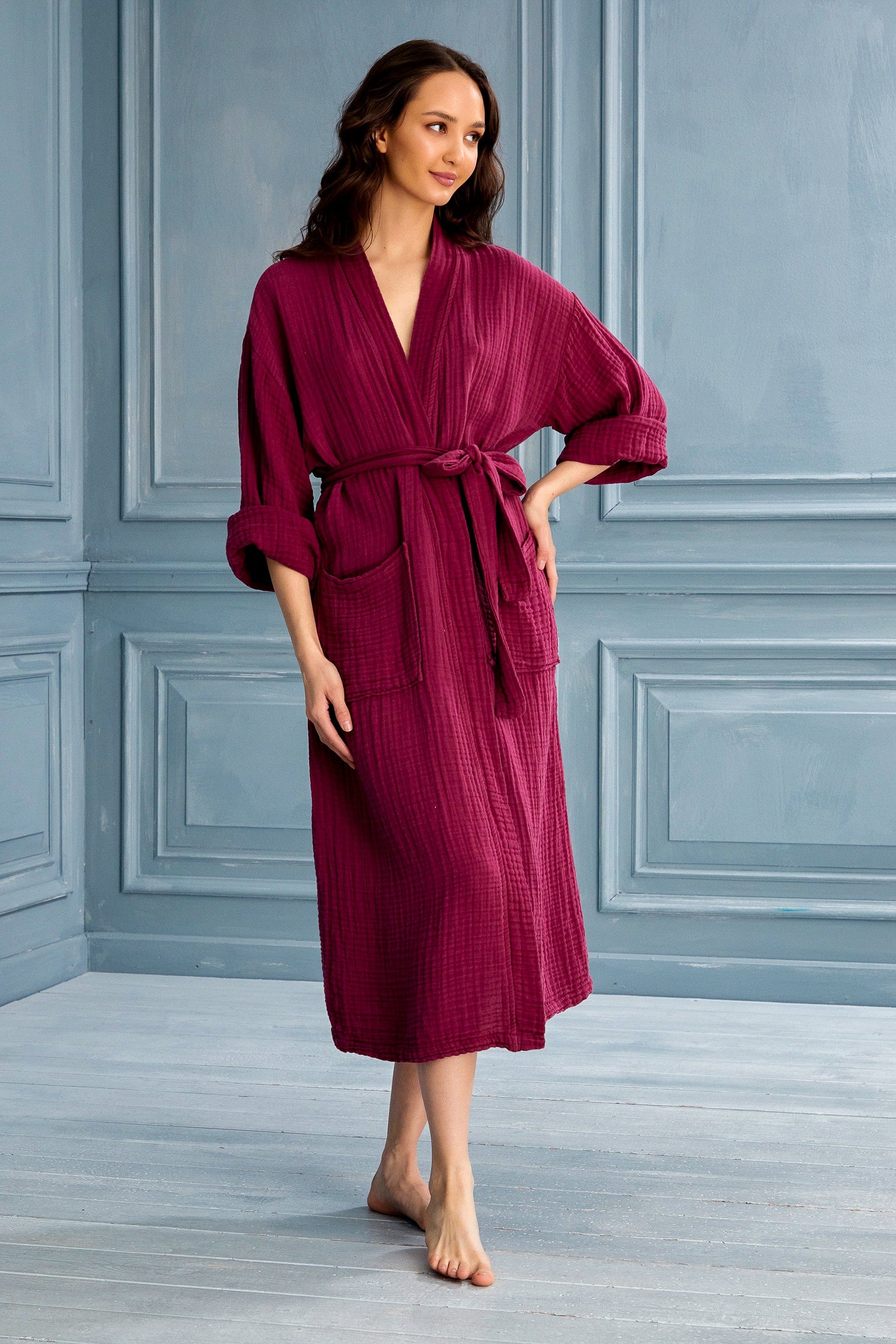 Begonville Lore Tencel & Cotton Gauze Robe - Mulberry