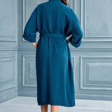 Begonville Lore Tencel & Cotton Gauze Robe - Oceanic Blue