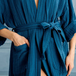 Begonville Lore Tencel & Cotton Gauze Robe - Oceanic Blue