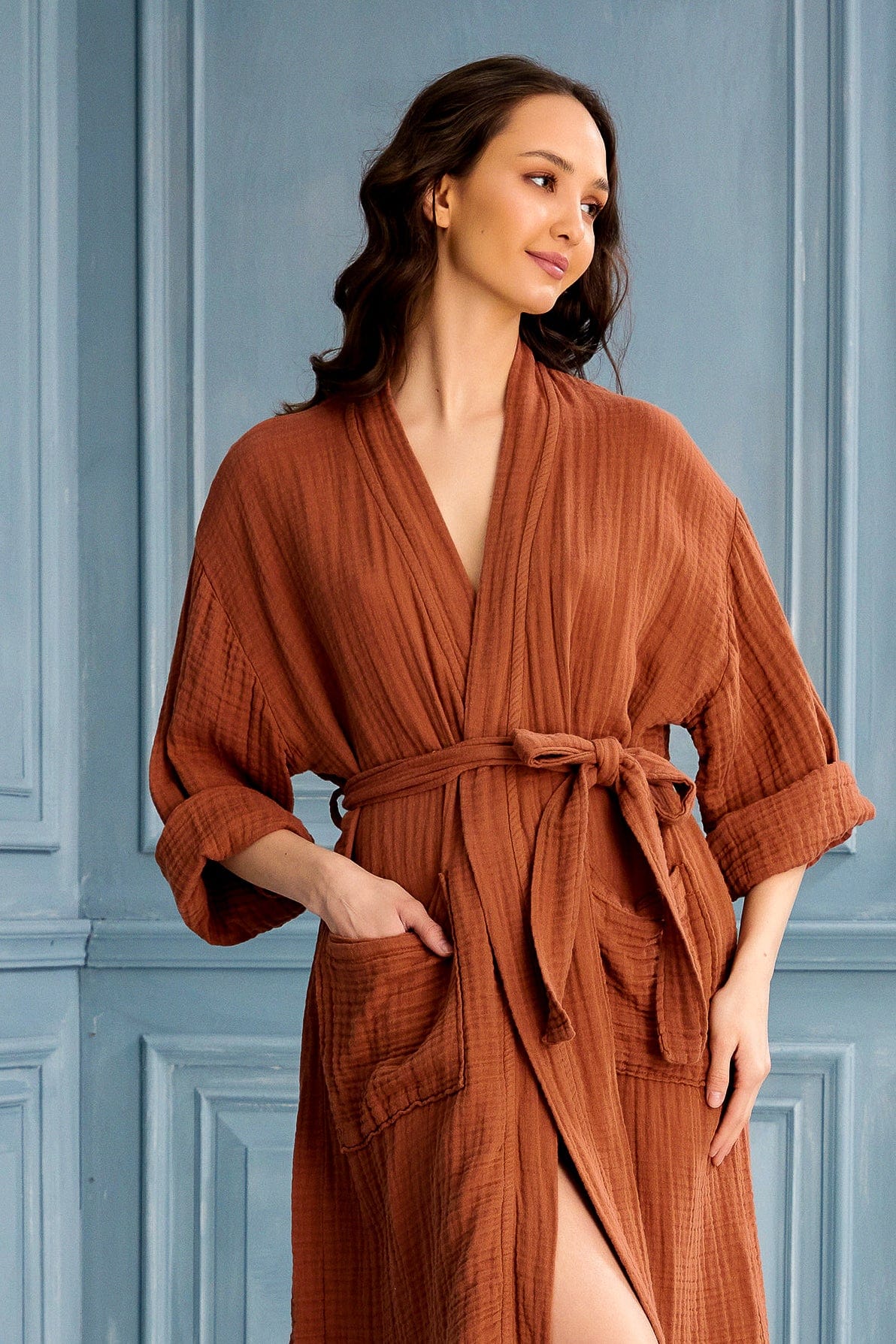 Begonville Lore Tencel & Cotton Gauze Robe - Cinnamon