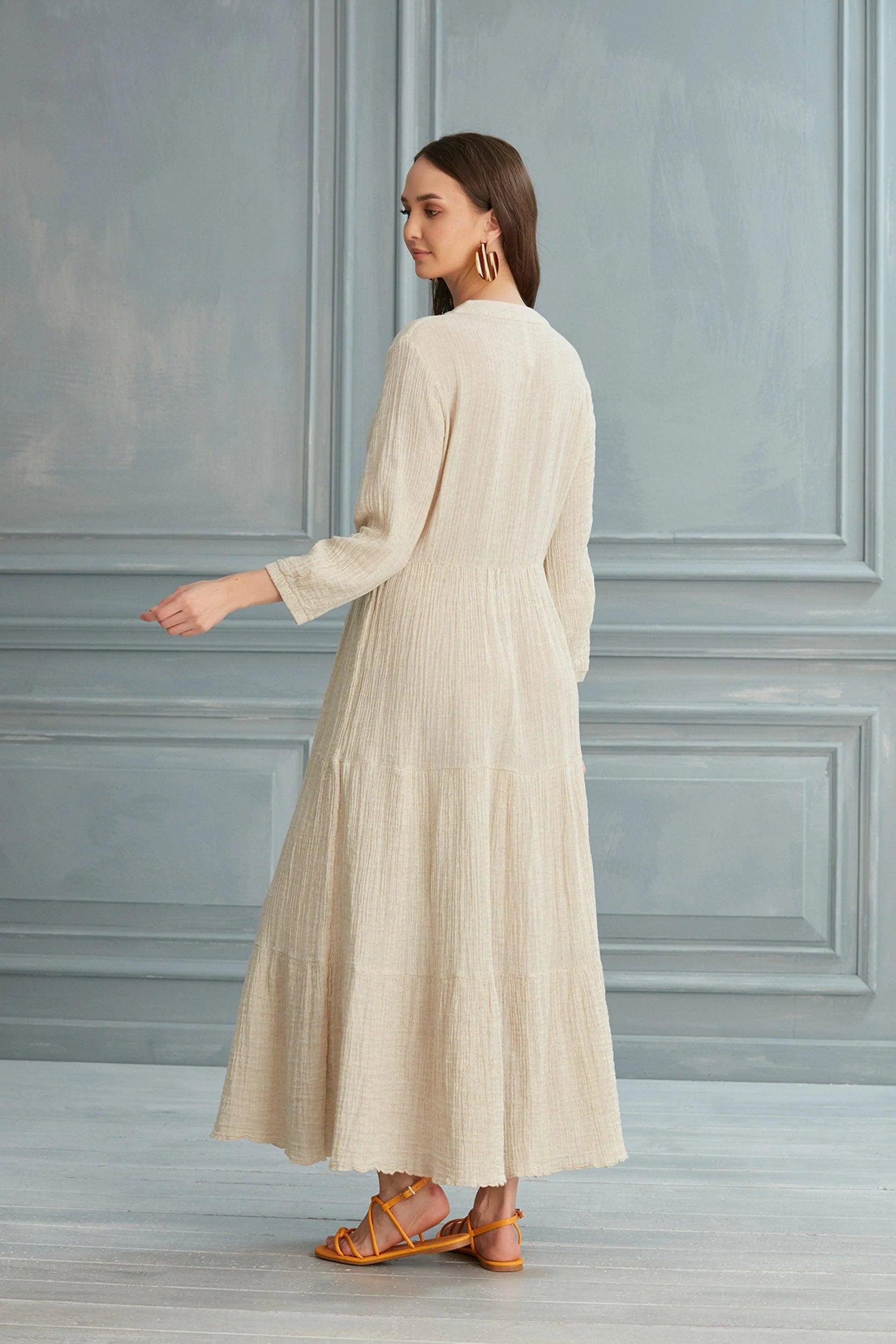 Elodie Linen Maxi Dress Ecru Begonville S