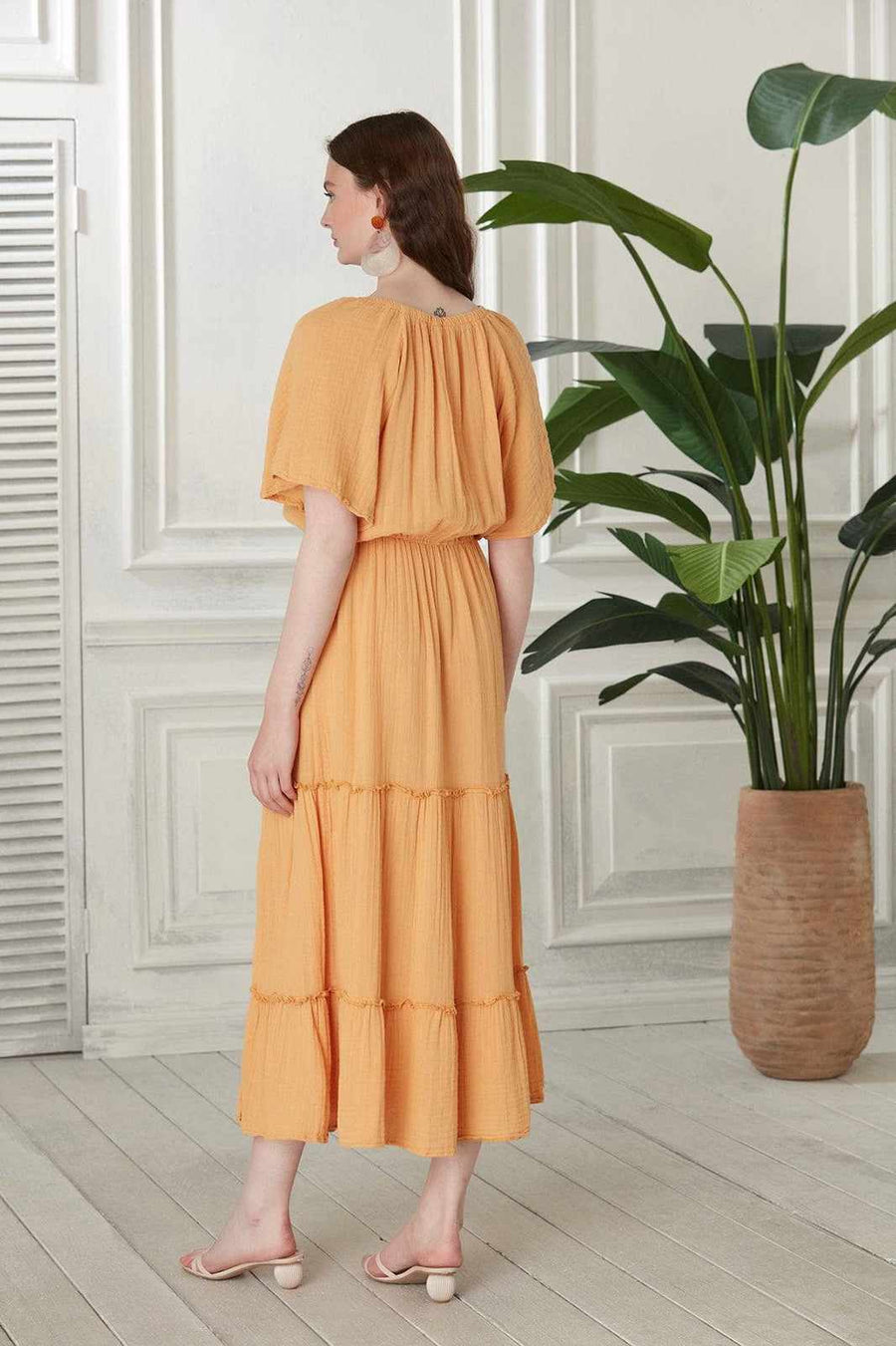 Marika Gauze Cotton Maxi Dress - Peach
