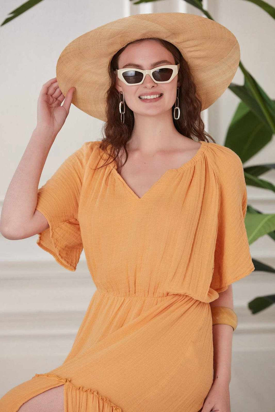 Marika Gauze Cotton Maxi Dress - Peach