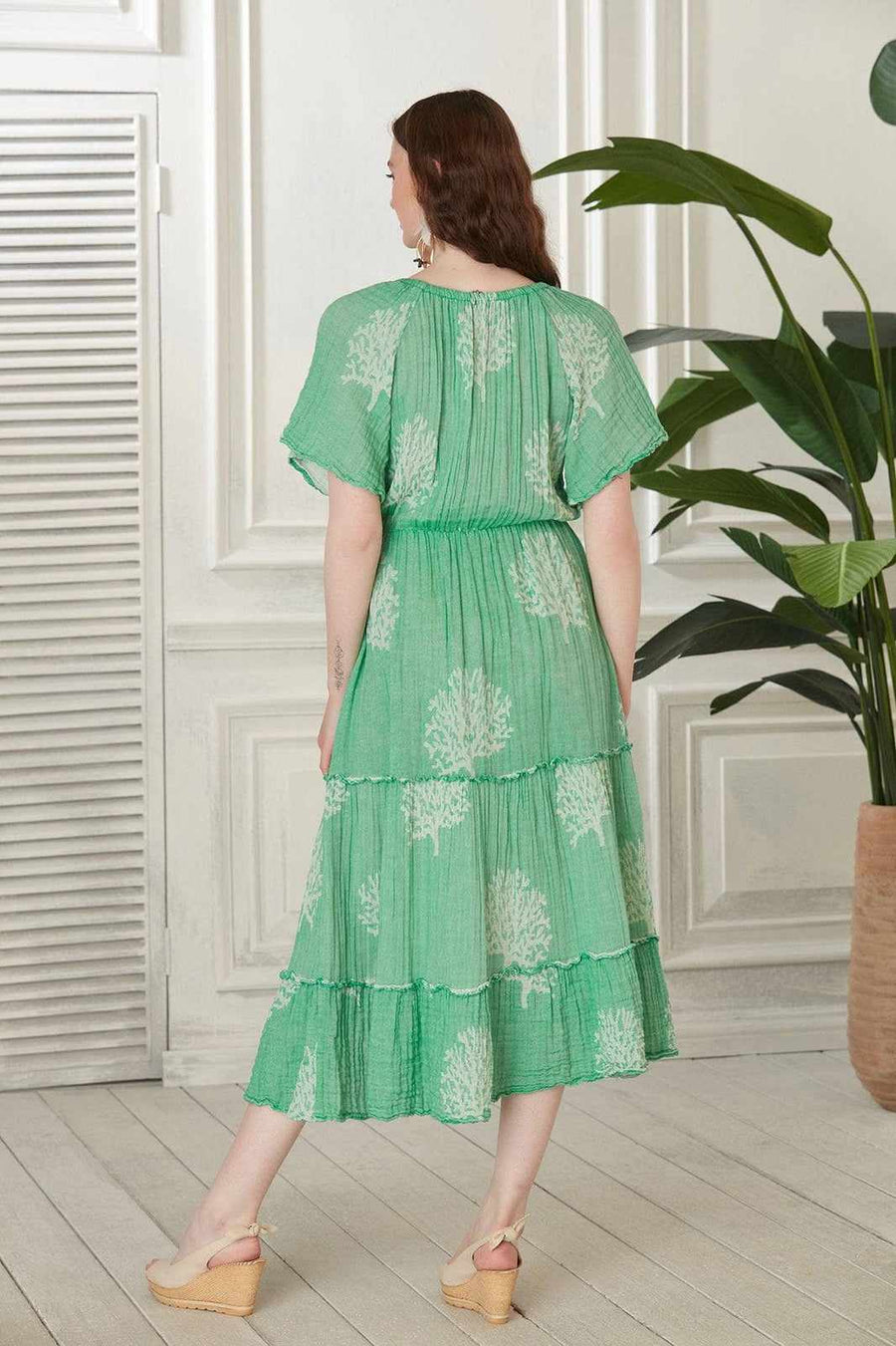 Marika Gauze Cotton Maxi Dress - Green