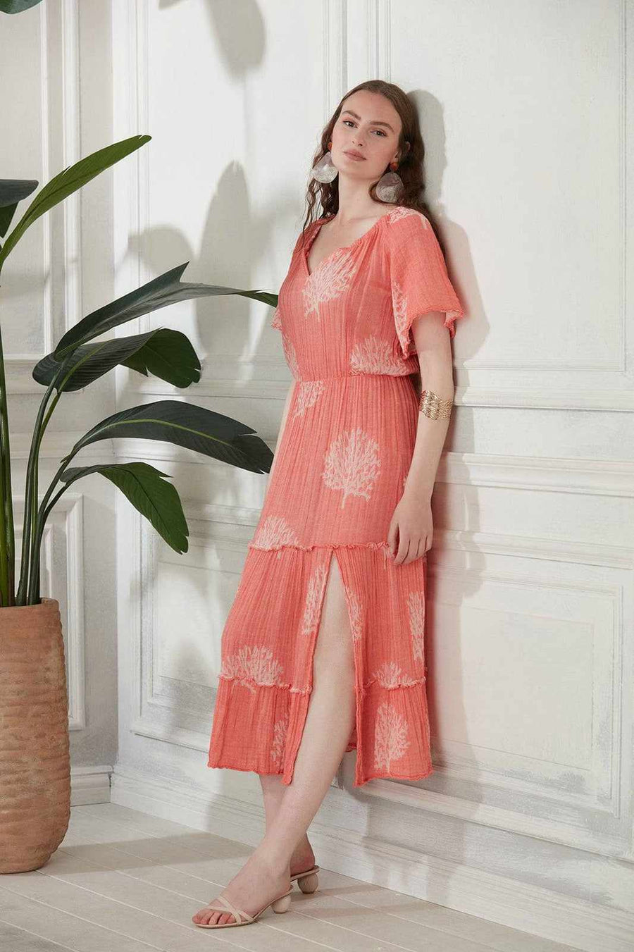 Marika Gauze Cotton Maxi Dress - Peach
