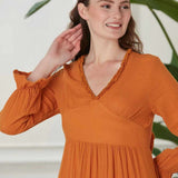 Renna Open Back Cotton Midi Dress - Orange