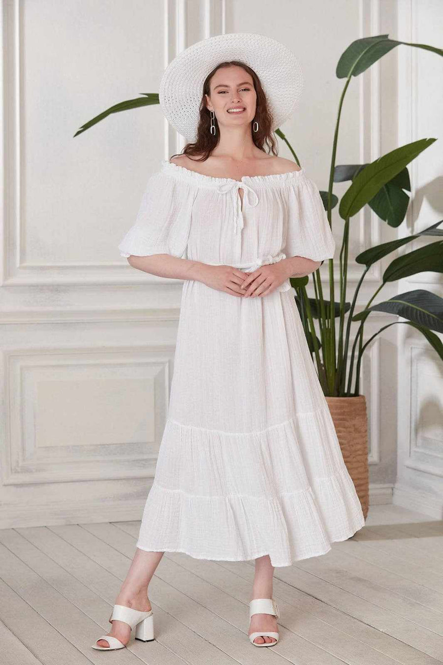 Begonville Chica Gauze Cotton Maxi Dress - White