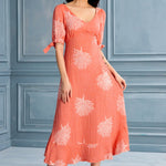 Begonville Melody Open Backed Midi Dress - Coral