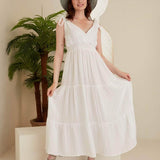 Rea Gauze Tie Strap Maxi Dress - White