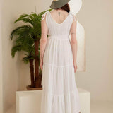 Rea Gauze Tie Strap Maxi Dress - White