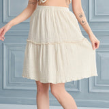 Begonville Simi Tiered Gauze Linen Skirt - Ecru