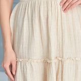 Begonville Simi Tiered Gauze Linen Skirt - Ecru