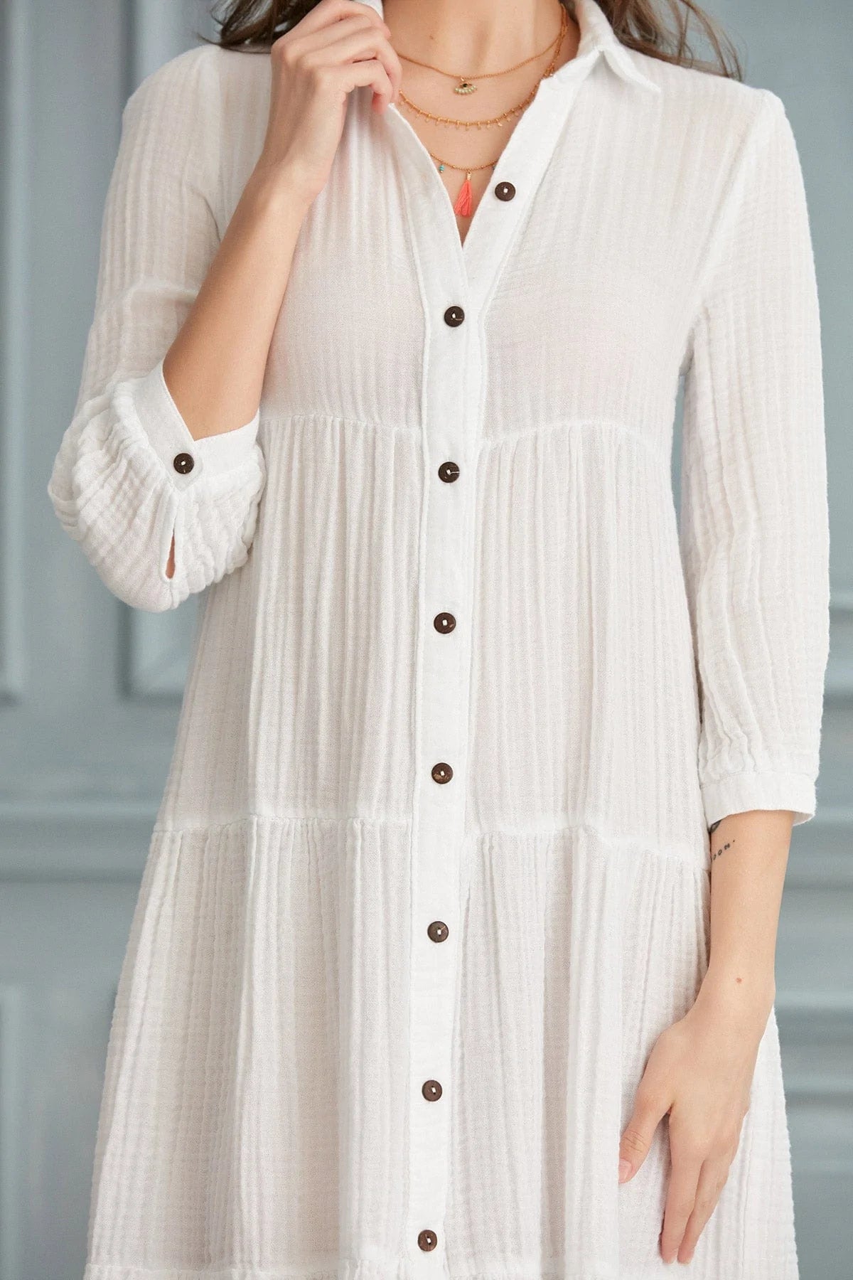 Begonville Shirt Dress Maya Cotton Shirt Dress - White