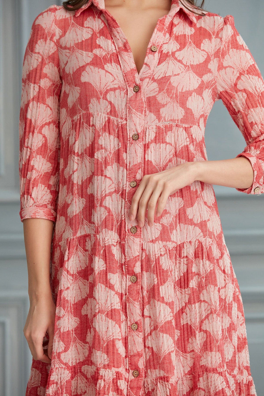 Begonville Shirt Dress Maya Cotton Shirt Dress - Red