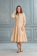 Maya Cotton Maxi Shirt Dress - Sand