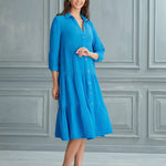 Begonville Shirt Dress Maya Cotton Shirt Dress - Blue