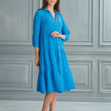 Begonville Shirt Dress Maya Cotton Shirt Dress - Blue