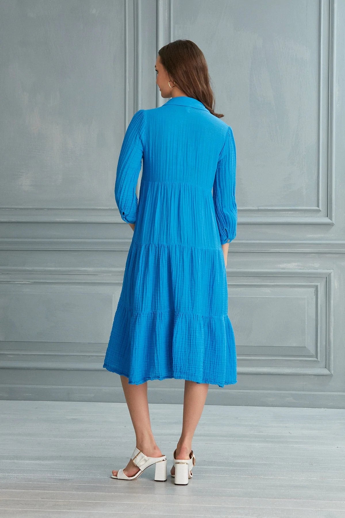 Begonville Shirt Dress Maya Cotton Shirt Dress - Blue