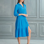 Begonville Shirt Dress Maya Cotton Shirt Dress - Blue