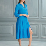 Begonville Shirt Dress Maya Cotton Shirt Dress - Blue