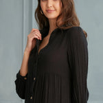 Begonville Shirt Dress Maya Cotton Shirt Dress - Black