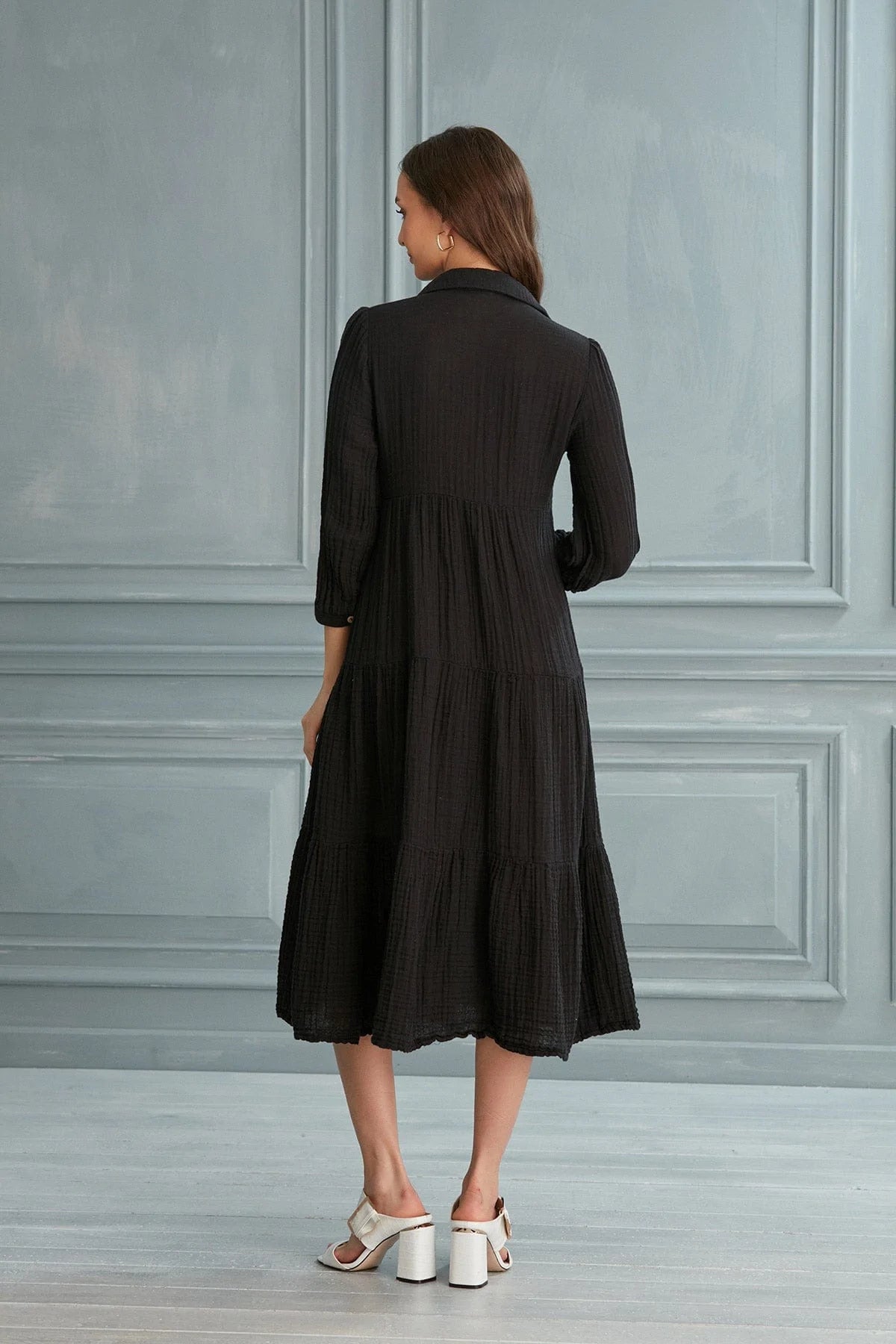 Begonville Shirt Dress Maya Cotton Shirt Dress - Black