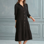 Begonville Shirt Dress Maya Cotton Shirt Dress - Black