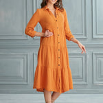 Begonville Shirt Dress Maya Cotton Shirt Dress - Orange