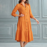 Begonville Shirt Dress Maya Cotton Shirt Dress - Orange