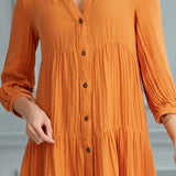 Begonville Shirt Dress Maya Cotton Shirt Dress - Orange