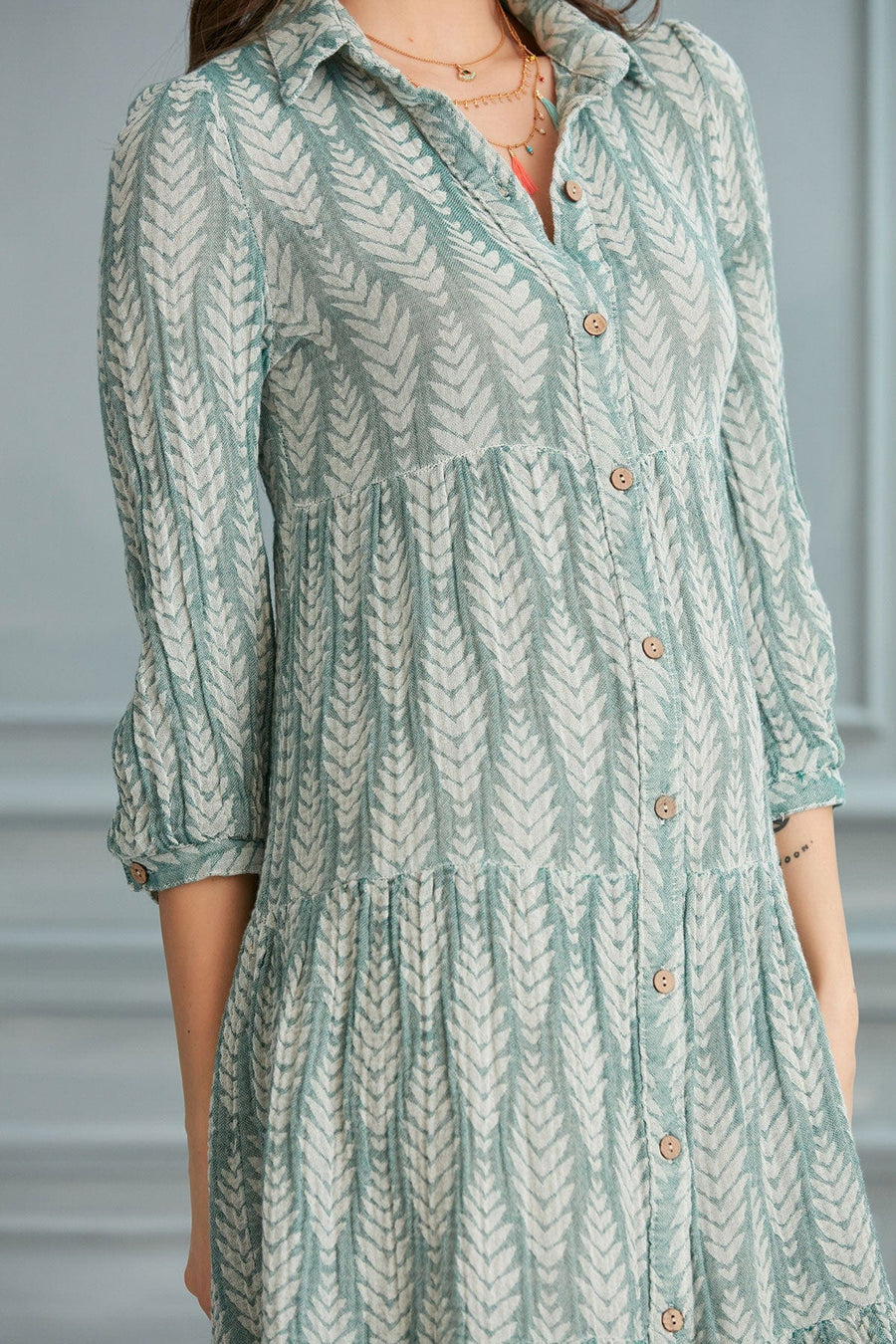 Begonville Shirt Dress Maya Cotton Shirt Dress - Emerald