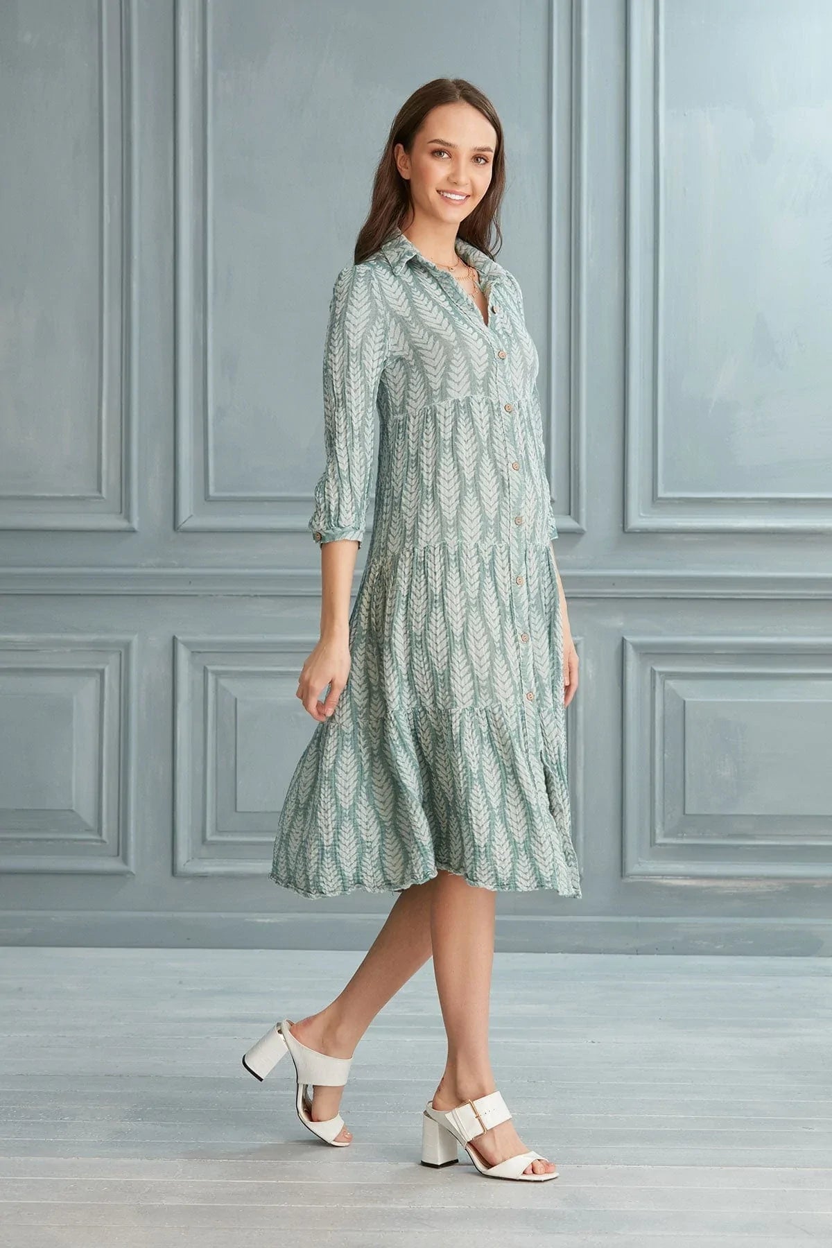 Begonville Shirt Dress Maya Cotton Shirt Dress - Emerald