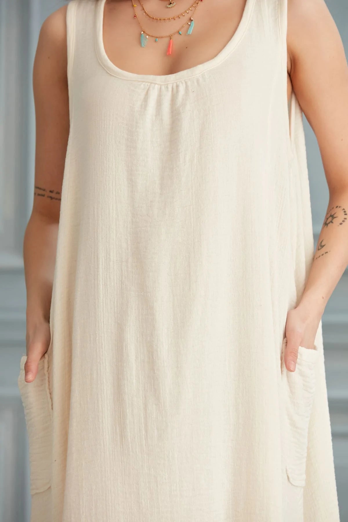 Anita Comfort Fit Cotton Maxi Dress - Ecru | Begonville Anita Comfort Fit Cotton Maxi Dress - Ecru | Begonville