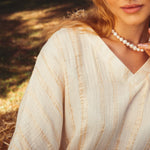 Begonville Maxi Dress Renee V-Neck Cotton Maxi Dress - Ecru Gold