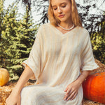 Begonville Maxi Dress Renee V-Neck Cotton Maxi Dress - Ecru Gold