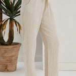 Begonville Fia Belted Gauze Cotton Loose Pants - Linen