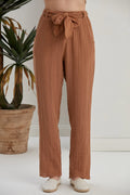 Fia Belted Gauze Cotton Loose Pants - Cinnamon