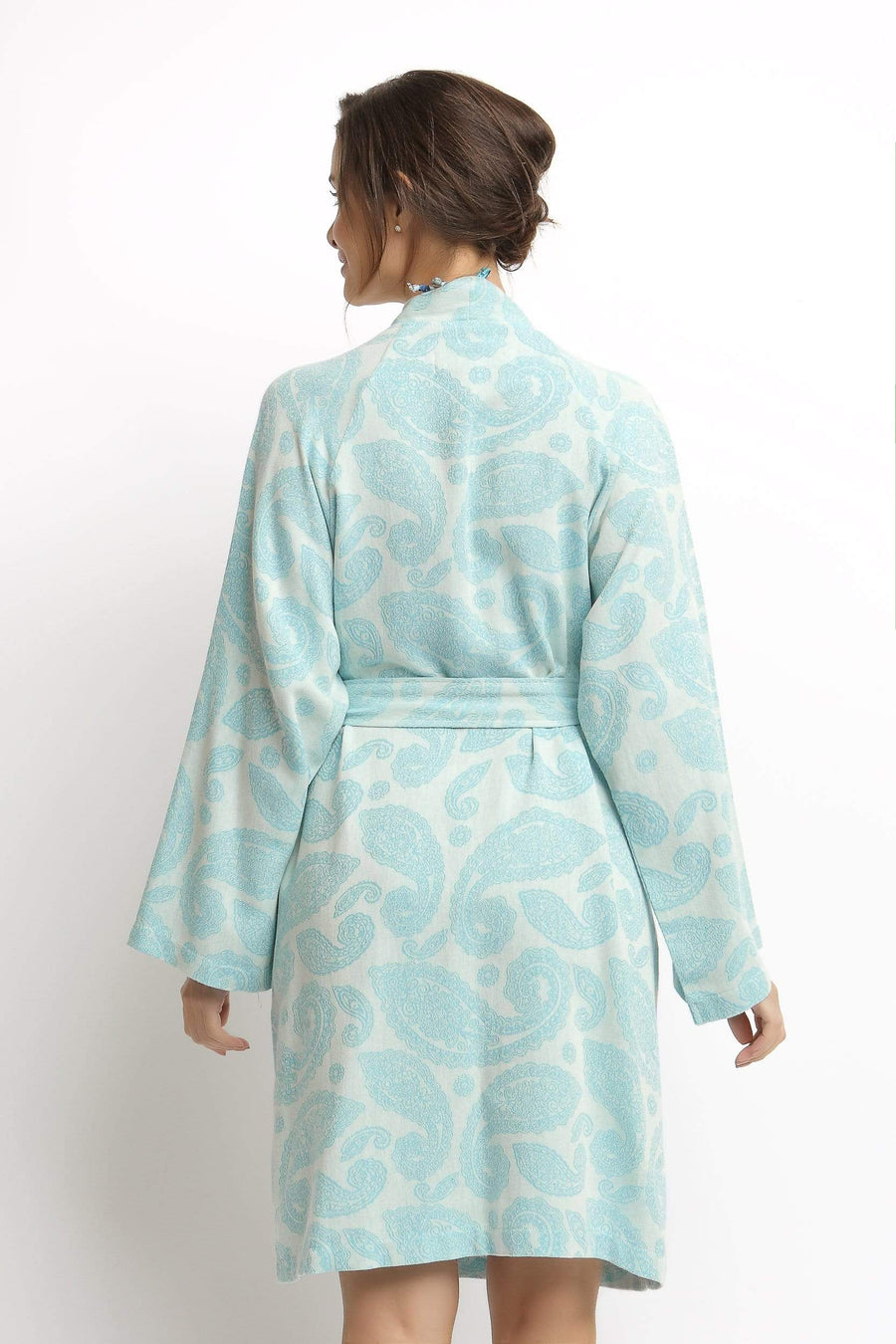 Paisley Cotton Robe - Turquoise